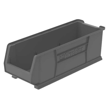 Storage Bin, Plastic, Gray, 10 in H, 11 in W, 29 7/8 in L