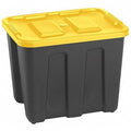 Stackable Storage Tote W/ Lid, 18 gal, 22-1/2 in L x 17-1/2 in W x 16-1/2 in H, Black, Yellow