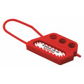 Lockout Hasp, Red, Nylon, 3 Max. No. of Padlocks, 1/4 in Max. Shackle Dia., 1 3/4 in Jaw Clearance