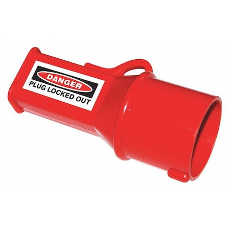 Plug Lockout, Red, Acrylic, 1 Max. No. of Padlocks, 1/4 in Max. Shackle Dia.