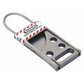 Lockout Hasp, Silver, Stainless Steel, 7 Max. No. of Padlocks, 3/8 in Max. Shackle Dia.