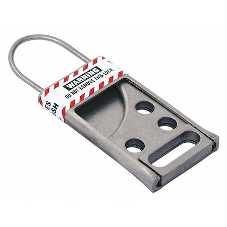 Lockout Hasp, Silver, Stainless Steel, 7 Max. No. of Padlocks, 3/8 in Max. Shackle Dia.