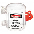 Push Button Lockout, Clear, Acrylic, 1 Max. No. of Padlocks, 1/4 in Max. Shackle Dia.