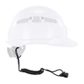 Coil Hard Hat Lanyard, Clamp, 13in.L, Black