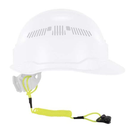 Coil Hard Hat Lanyard, Clamp, 13in. L, Lime
