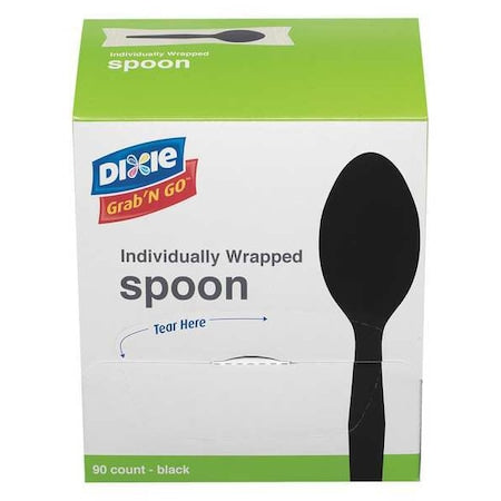 Wrapped Disposable Spoon, Black, Medium Weight, PK90, 6PK per Case, 540PK