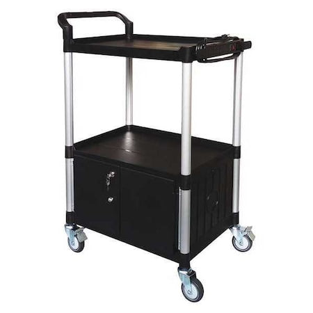 Cart with Cabinet, 47-1/4 in. H, Black