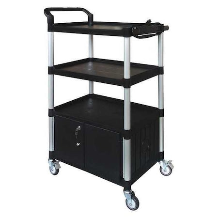 Cart with Cabinet, 52-3/4 in. H, Black