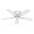 Decorative Ceiling Fan, 42 in Blade Dia, 5 Blades, 3 Speeds, 120V AC, White, 12.4" W