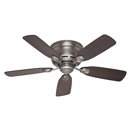 Decorative Ceiling Fan, 42 in Blade Dia, 5 Blades, 3 Speeds, 120V AC, Pewter