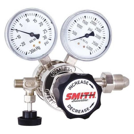 High Purity Gas Regulator, Hydrogen, Methane, Two Stage, 0.825""-14 Inlet, 1/4 in Outlet