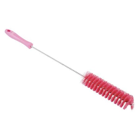 1-5/8" W Tube and Valve Brush, Stiff, 13 3/4 in L Handle, 5 3/4 in L Brush, Pink, 20 in L Overall