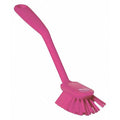 2 25/64 in W Dish Brush, Medium, 8 in L Handle, 3 1/8 in L Brush, Pink, Plastic