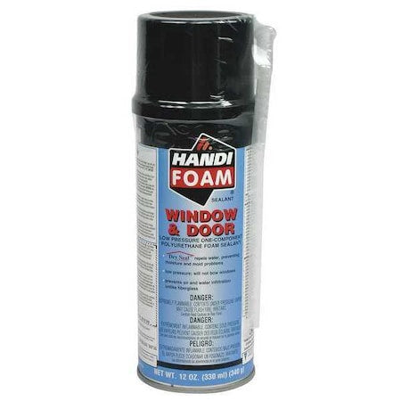 Spray Foam Sealant, 12 oz, Aerosol Can, Creme, Polyurethane Base, Window & Door