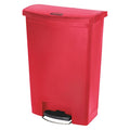 Slim Jim Step-On 24 gal Rectangular Slim-Profile Plastic Can, Red, Foot Pedal, Plastic, 23 3/8 in