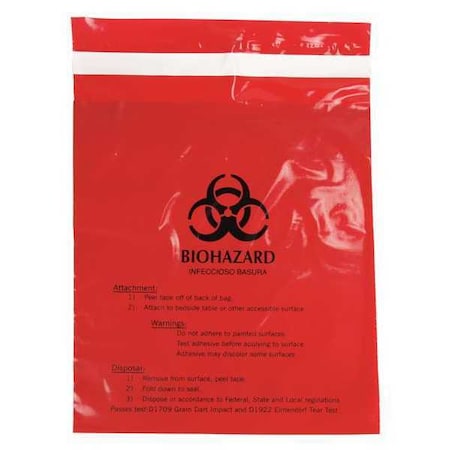 Biohazard Bags, 0.5 gal., Red, PK100