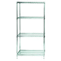 Wire Shelving Unit, 24"D x 48"W x 63"H, 4 Shelves, Silver