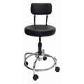 Round Stool with Backrest, Height 19" to 36"Black