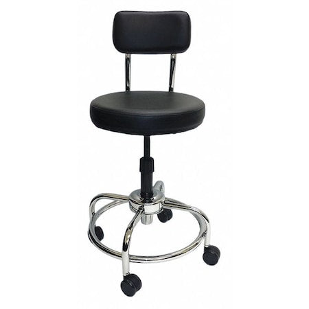 Round Stool with Backrest, Height 19" to 36"Black