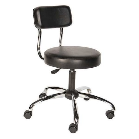 Round Stool with Backrest, Height 17" to 22"Black