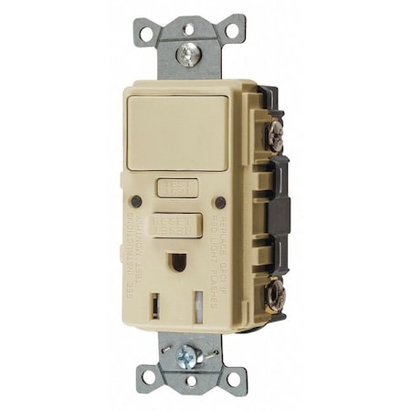 GFCI Rceptcle, Commer., Ivry, 15A, 0.5 HP