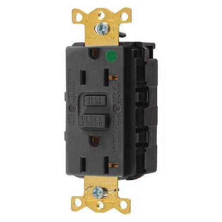 GFCI Rceptcle, Hspital, Blk, 20A, 1 HP