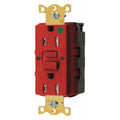 GFCI Rceptcle, Hspital, Red, 15A, 0.5 HP