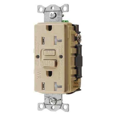 GFCI Receptacle, 20A, 125VAC, 5-20R, Ivory