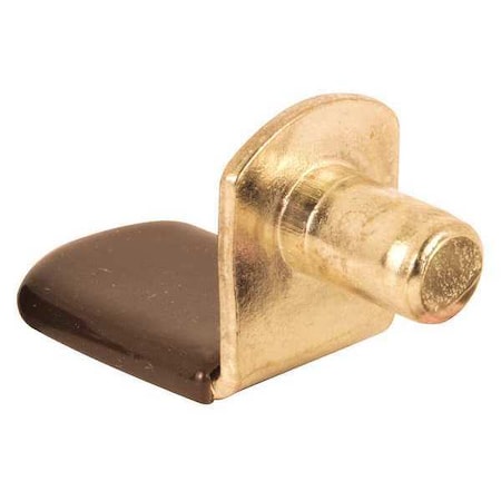 Shelf Support Peg, 1/4 in. Diameter Brass Plated Steel with a Brown Vinyl Tip, PK8