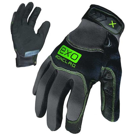 Mechanics Gloves, Synthetic Leather Palm, Neoprene Padding, Hook-and-Loop Closure, Gray, L, 1 PR
