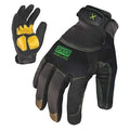 EXO Mechanics Gloves, Genuine Leather Palm, Polyester Back, 2XL, Black/Green