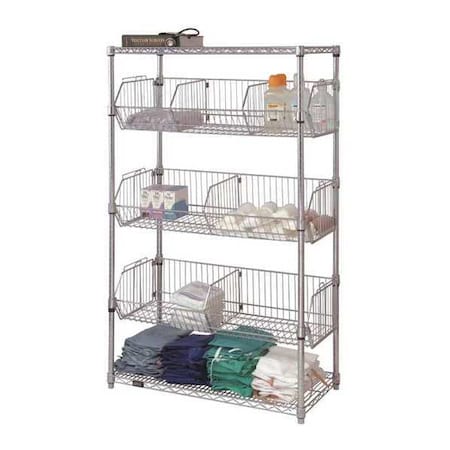 Wire Shelving Unit, 24"D x 60"W x 4"H, Chrome