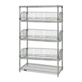 Wire Shelving Unit, 24"D x 48"W x 63"H, 2 Shelves, Chrome