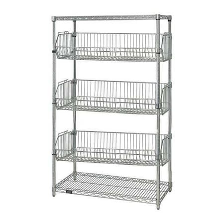 Wire Shelving Unit, 24"D x 48"W x 63"H, 2 Shelves, Chrome