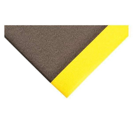 Antifatigue Mat, 60 ft. L x 3 ft. W, 3/8" Thickness, Closed Cell PVC Foam, Pebble, Black/Yellow