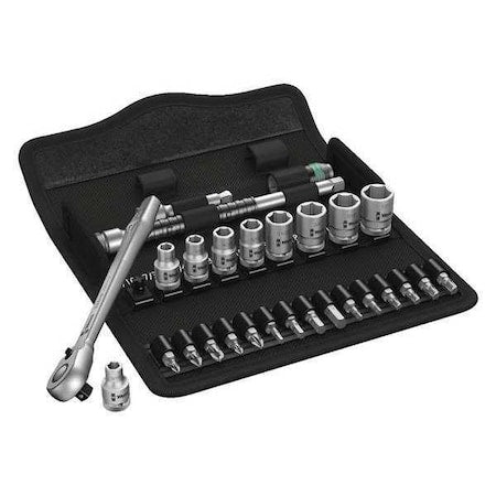 1/4" Drive Ratchet Set, SAE, Torx, 28 Pieces, 3/16 in to 1/2 in, Chrome