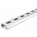 Single Channel Strut, Half Slotted, Aluminum, Plain, 9/16 in x 1-1/8 in Hole Size, Silver