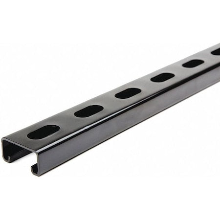 Single Channel Strut, Slotted, Steel, Painted, 9/16 in x 1-1/8 in Hole Size, Black