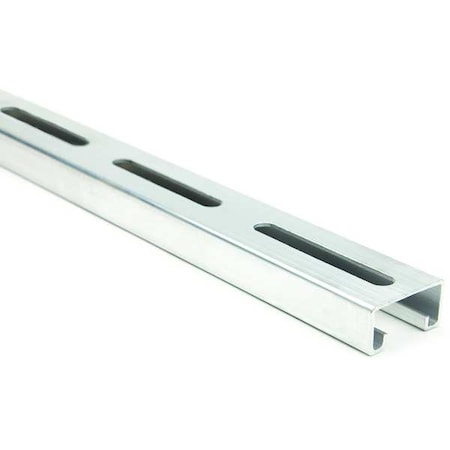 Single Channel Strut, Full Slotted, Aluminum, Plain, 13/32 in x 3 in Hole Size, Silver