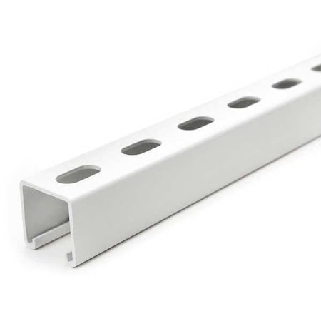 Single Channel Strut, Slotted, Steel, Painted, 9/16 in x 1-1/8 in Hole Size, White
