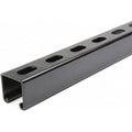 Single Channel Strut, Slotted, Steel, Painted, 9/16 in x 1-1/8 in Hole Size, Black