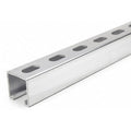 Single Channel Strut, Slotted, Aluminum, Plain, 9/16 in x 1-1/8 in Hole Size, Silver