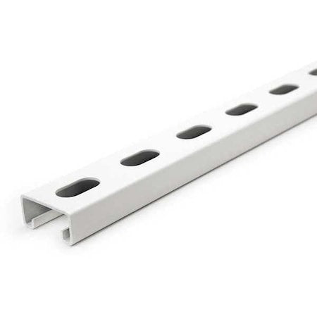 Single Channel Strut, Slotted, Steel, Painted, 9/16 in x 1-1/8 in Hole Size, White