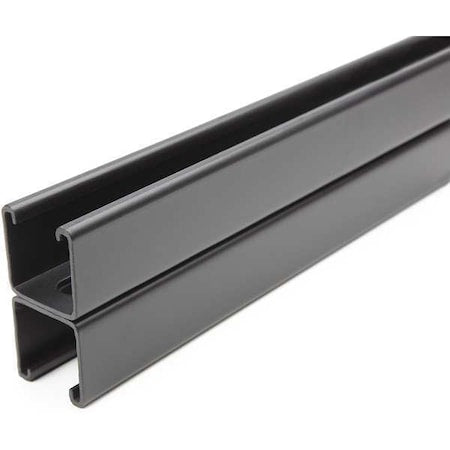 Back to Back Strut, Slotted, Steel, Painted, 9/16 in x 1-1/8 in Hole Size, Black