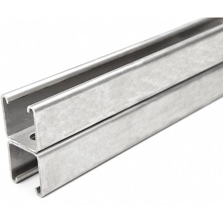 Back to Back Strut, Slotted, 304 Stainless Steel, Polished, 9/16 in x 1-1/8 in Hole Size, Silver