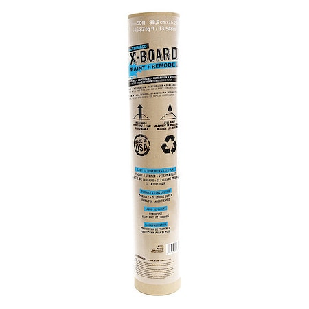 Floor Protection, 35 in W x 50 ft L, 22 mil, Paperboard, Brown, Non-Adhesive