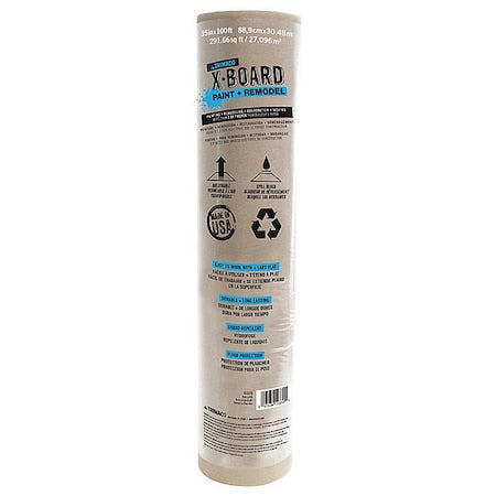 Floor Protection, 35 in W x 100 ft L, 22 mil, Paperboard, Brown, Non-Adhesive