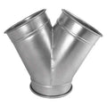 Round 5"dia 12 1/2"L 60 Degrees GSteel Wye Branch, 5 in Duct Dia, Galvanized Steel, 22 ga GA