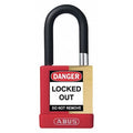 Keyed Padlock, Open, Rectangular Steel Body, Hardened Steel Shackle, 3/4 in W