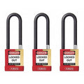 Keyed Padlock, Open, Rectangular Steel Body, Hardened Steel Shackle, 3/4 in W, 3 PK